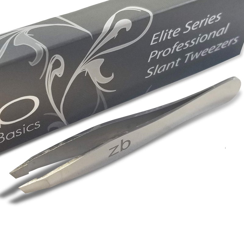 Zizzili Basics Elite Series Slant Tweezers - Surgical Grade Stainless Steel for Professionals (Mirror Polish) - Image 1